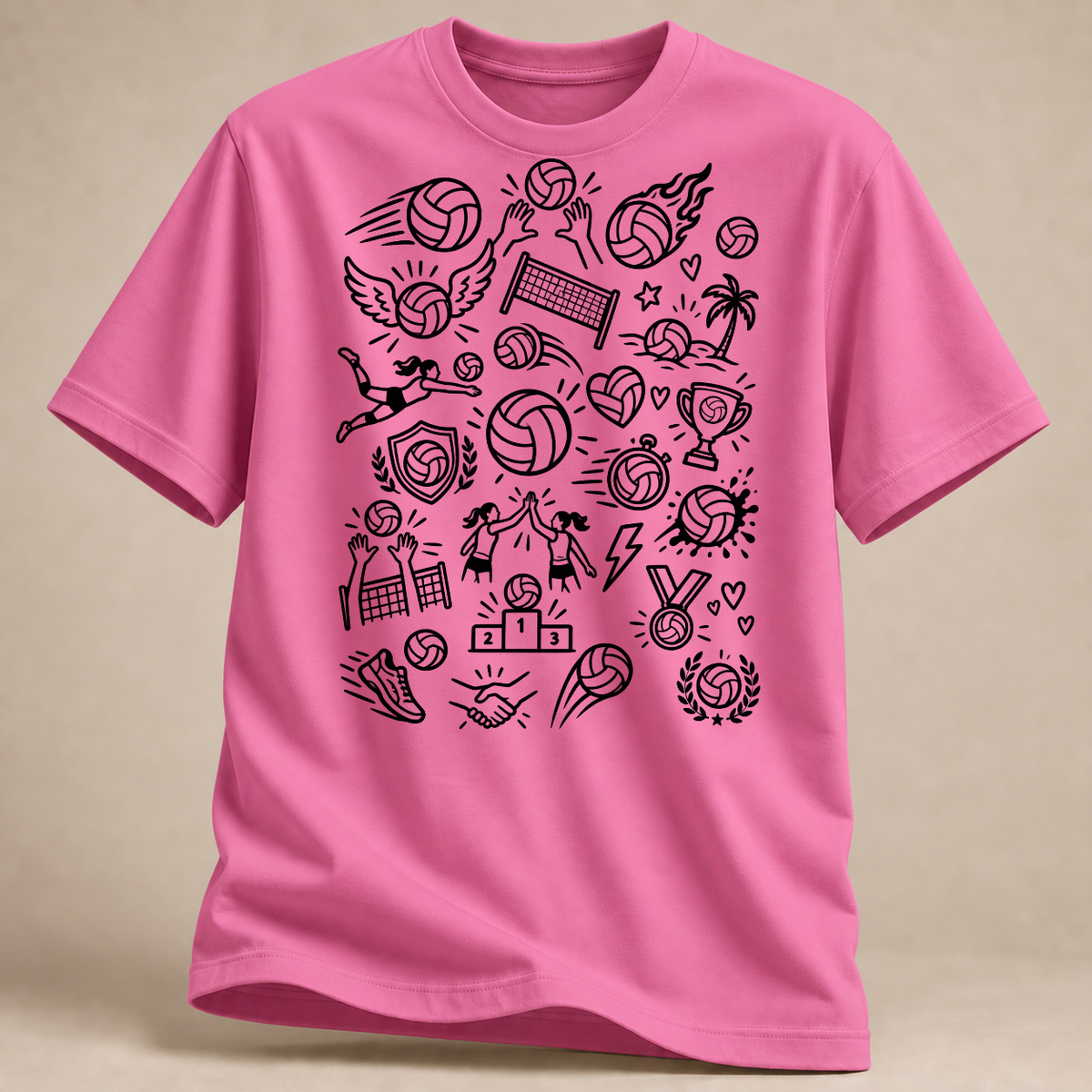 RÜCKRAUM – Volleyball Doodle Chaos T-Shirt – Azalee