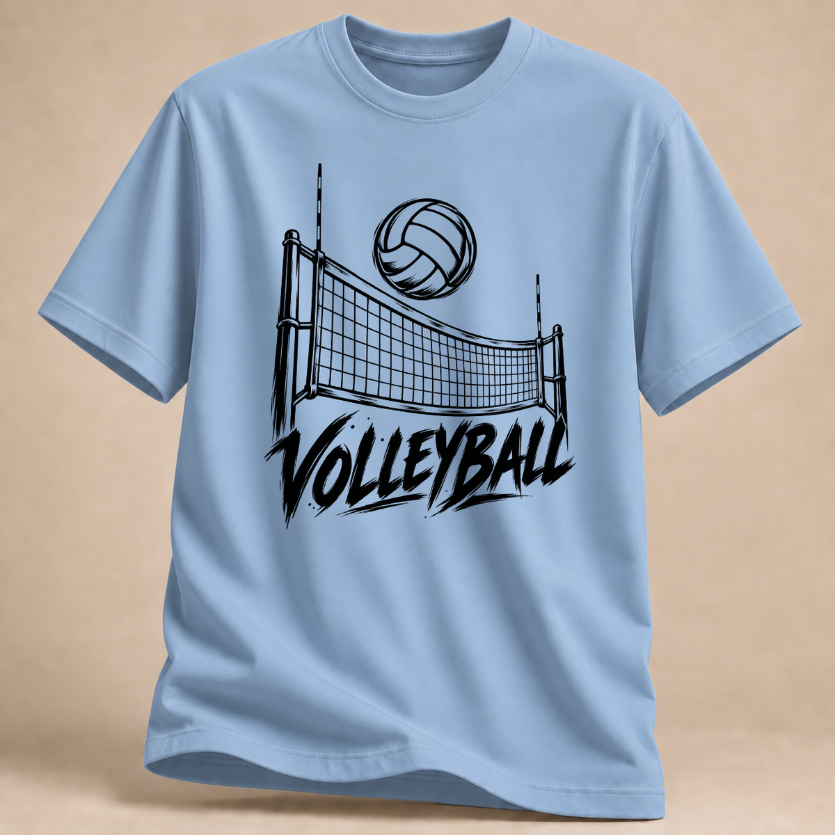 RÜCKRAUM – Volleyball Netz und Ball T-Shirt – Hellblau