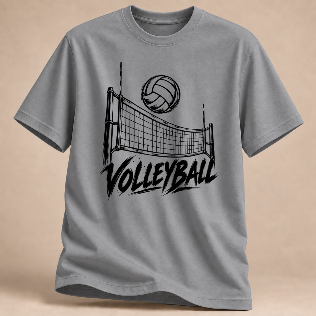 RÜCKRAUM – Volleyball Netz und Ball T-Shirt – Sportgrau meliert