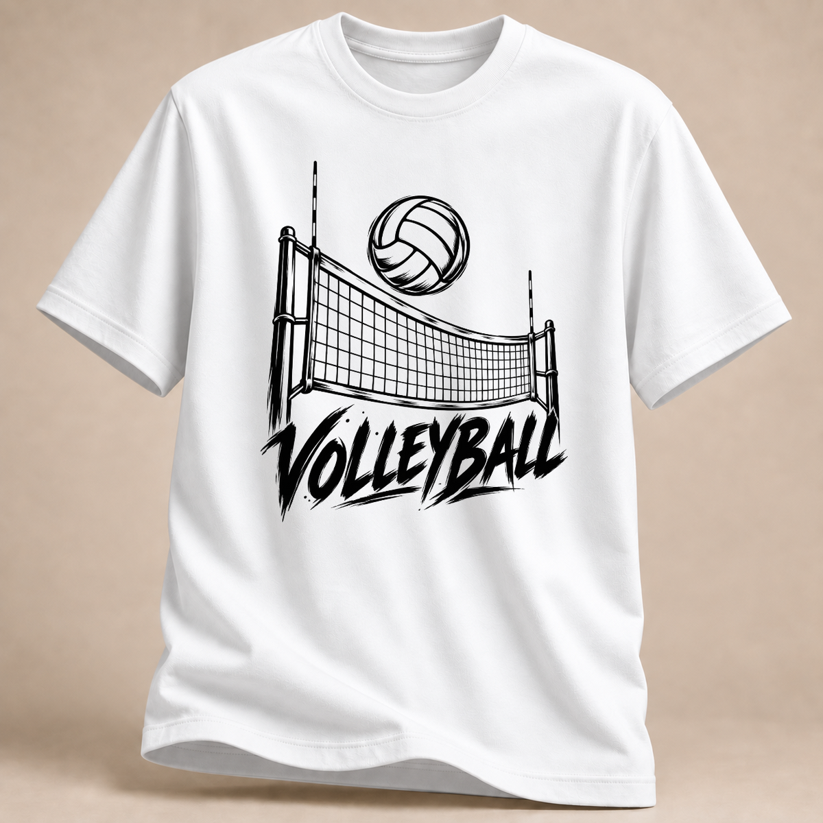 RÜCKRAUM – Volleyball Netz und Ball T-Shirt – Weiß
