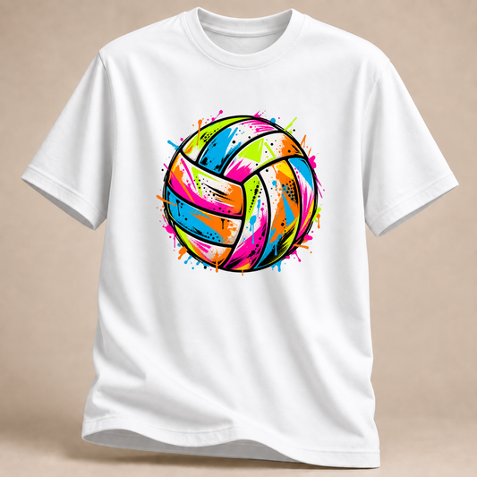 RÜCKRAUM – Neon Volleyball T-Shirt – Weiß