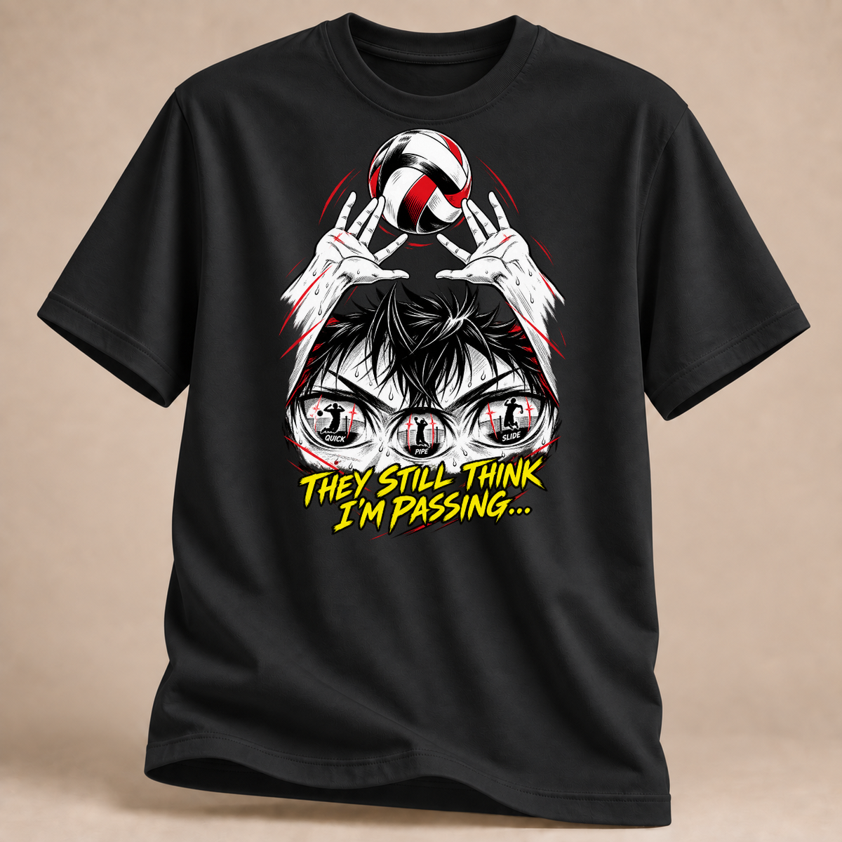 RÜCKRAUM – Manga Zuspiel-Finte T-Shirt – Schwarz