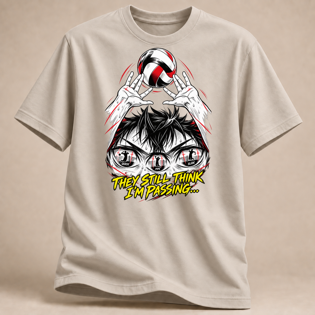 RÜCKRAUM – Manga Zuspiel-Finte T-Shirt – Sand