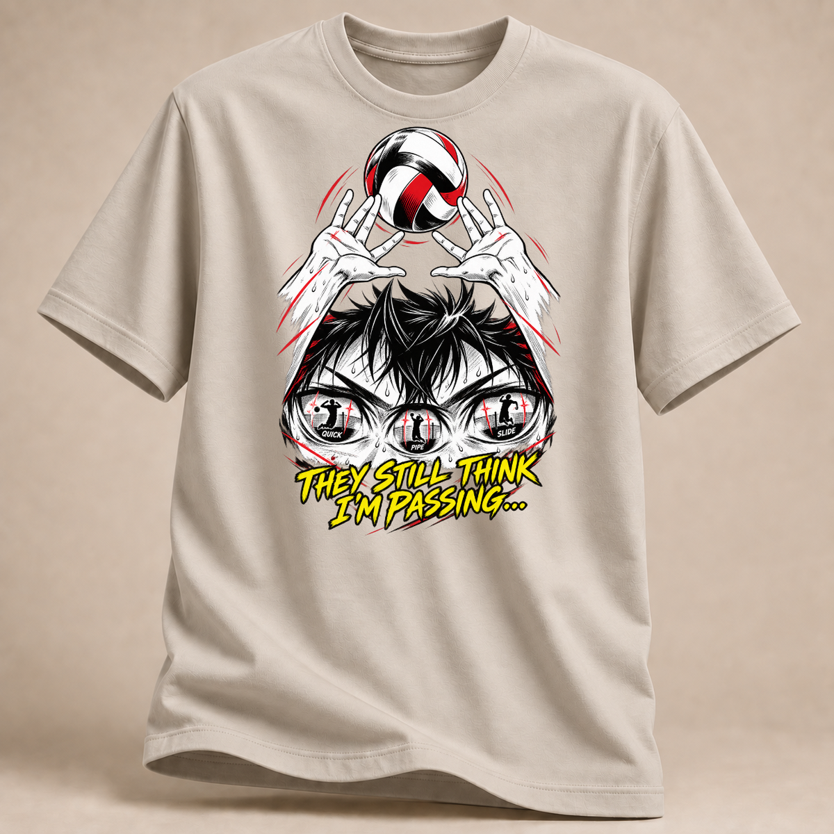 RÜCKRAUM – Manga Zuspiel-Finte T-Shirt – Sand