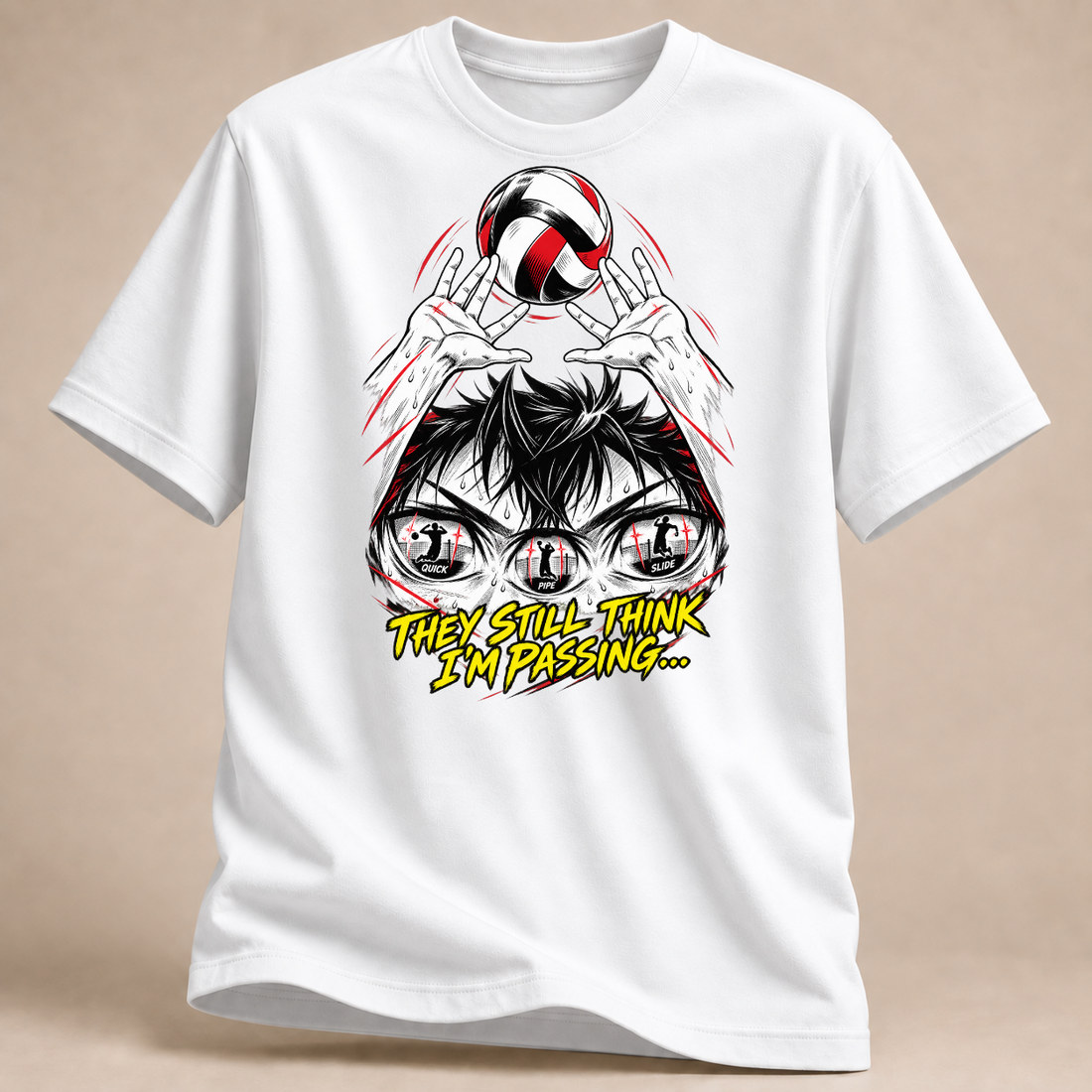 RÜCKRAUM – Manga Zuspiel-Finte T-Shirt – Weiß