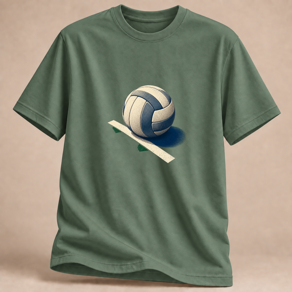 RÜCKRAUM – Volleyball auf der Linie T-Shirt – Militärgrün