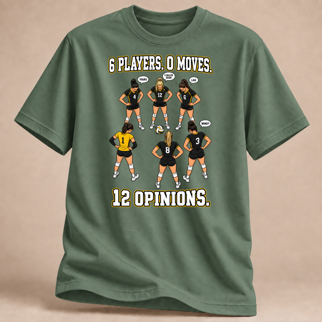 RÜCKRAUM – Sechs Spieler zwölf Meinungen T-Shirt – Militärgrün
