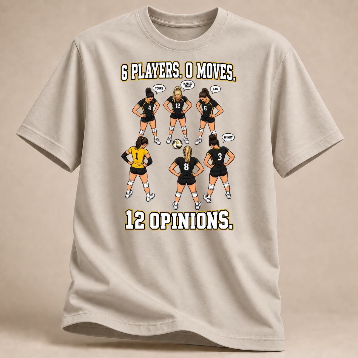 RÜCKRAUM – Sechs Spieler zwölf Meinungen T-Shirt – Sand