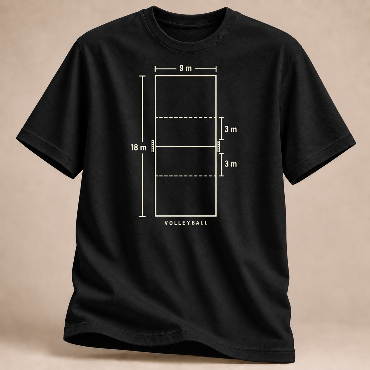 RÜCKRAUM – Volleyball Spielfeld T-Shirt – Schwarz