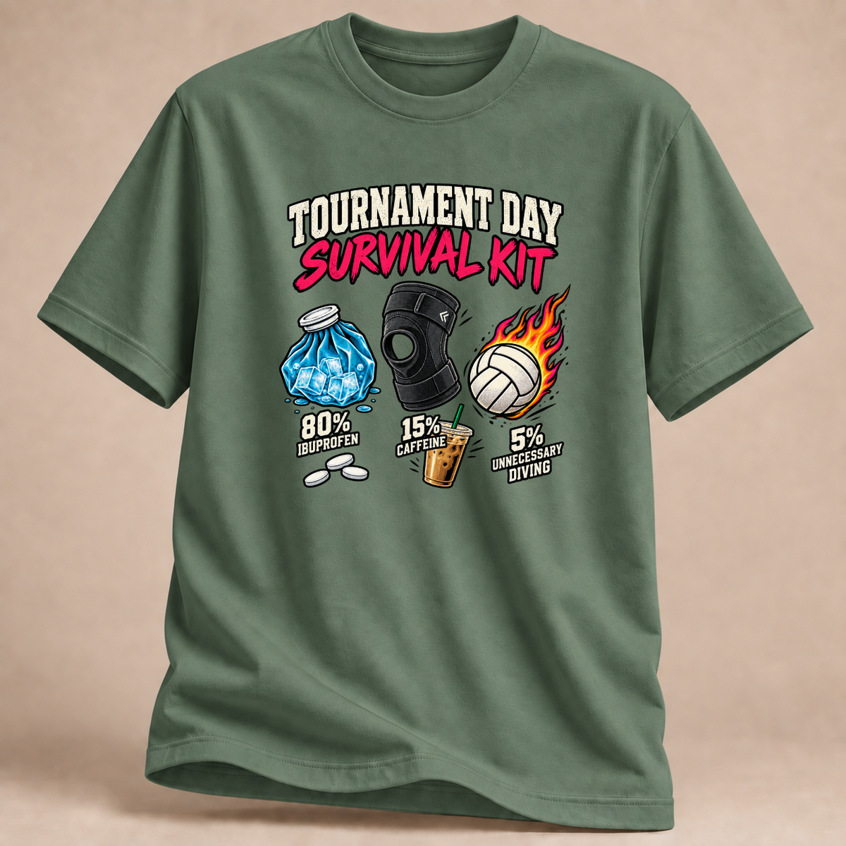 RÜCKRAUM – Turniertag Survival Kit T-Shirt – Militärgrün