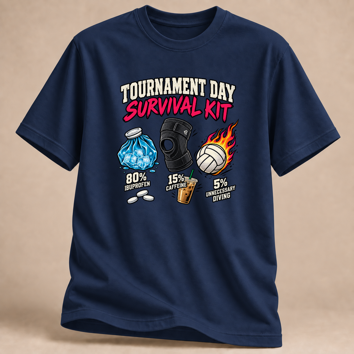 RÜCKRAUM – Turniertag Survival Kit T-Shirt – Marineblau