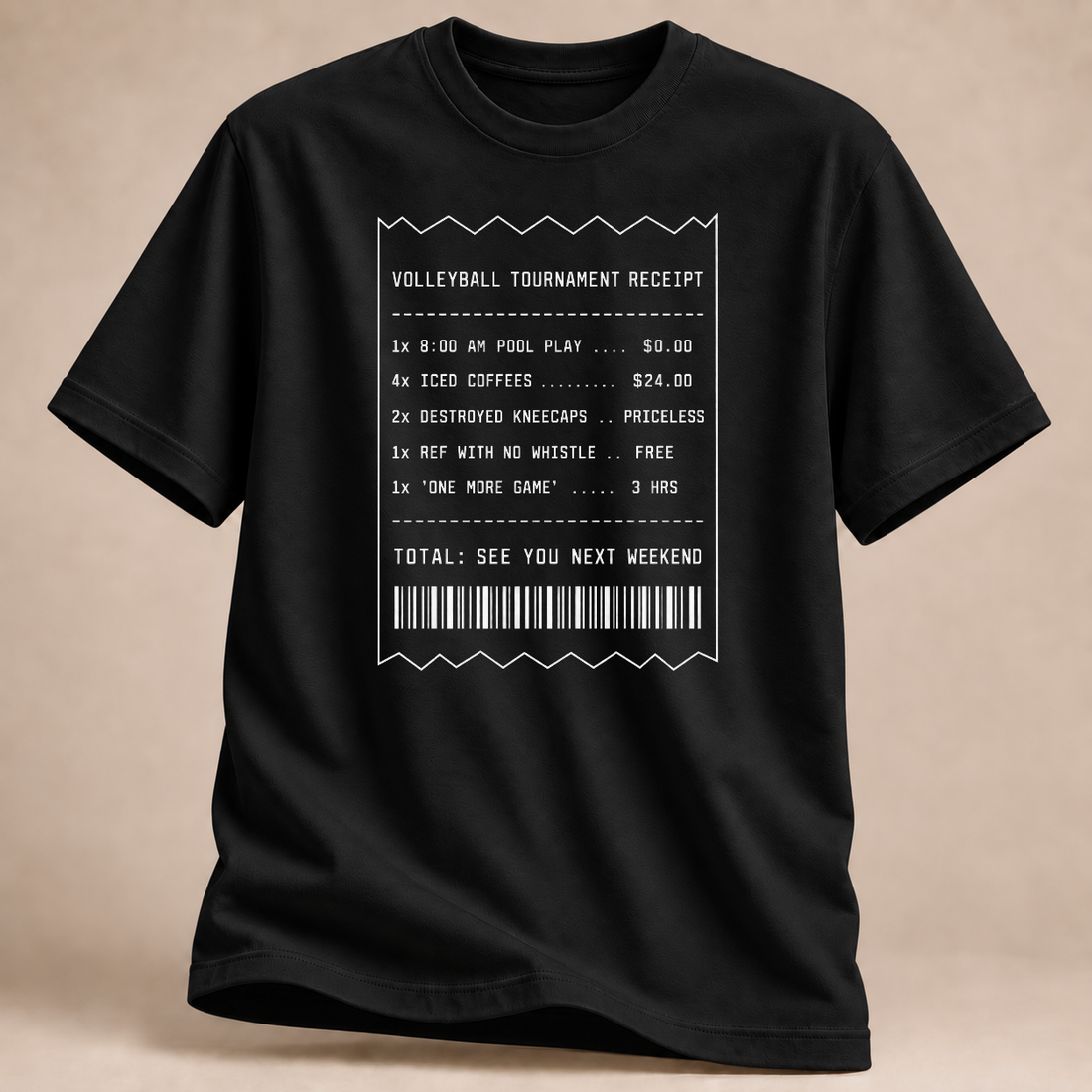 RÜCKRAUM – Volleyball Turnier-Kassenbon T-Shirt – Schwarz