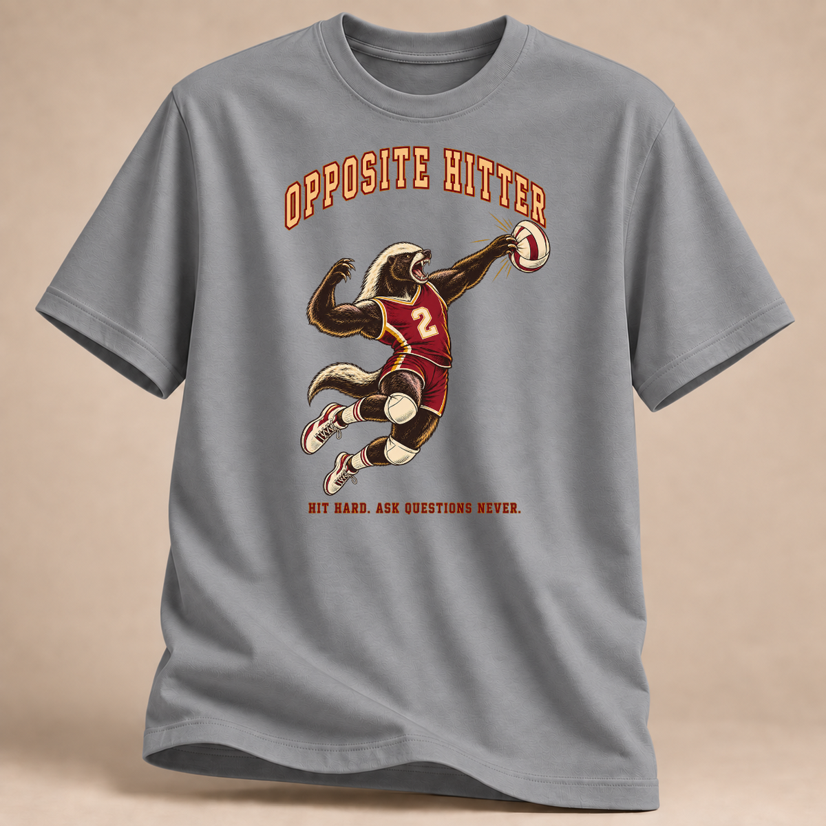 RÜCKRAUM – Honigdachs Diagonalangriff T-Shirt – Sportgrau meliert