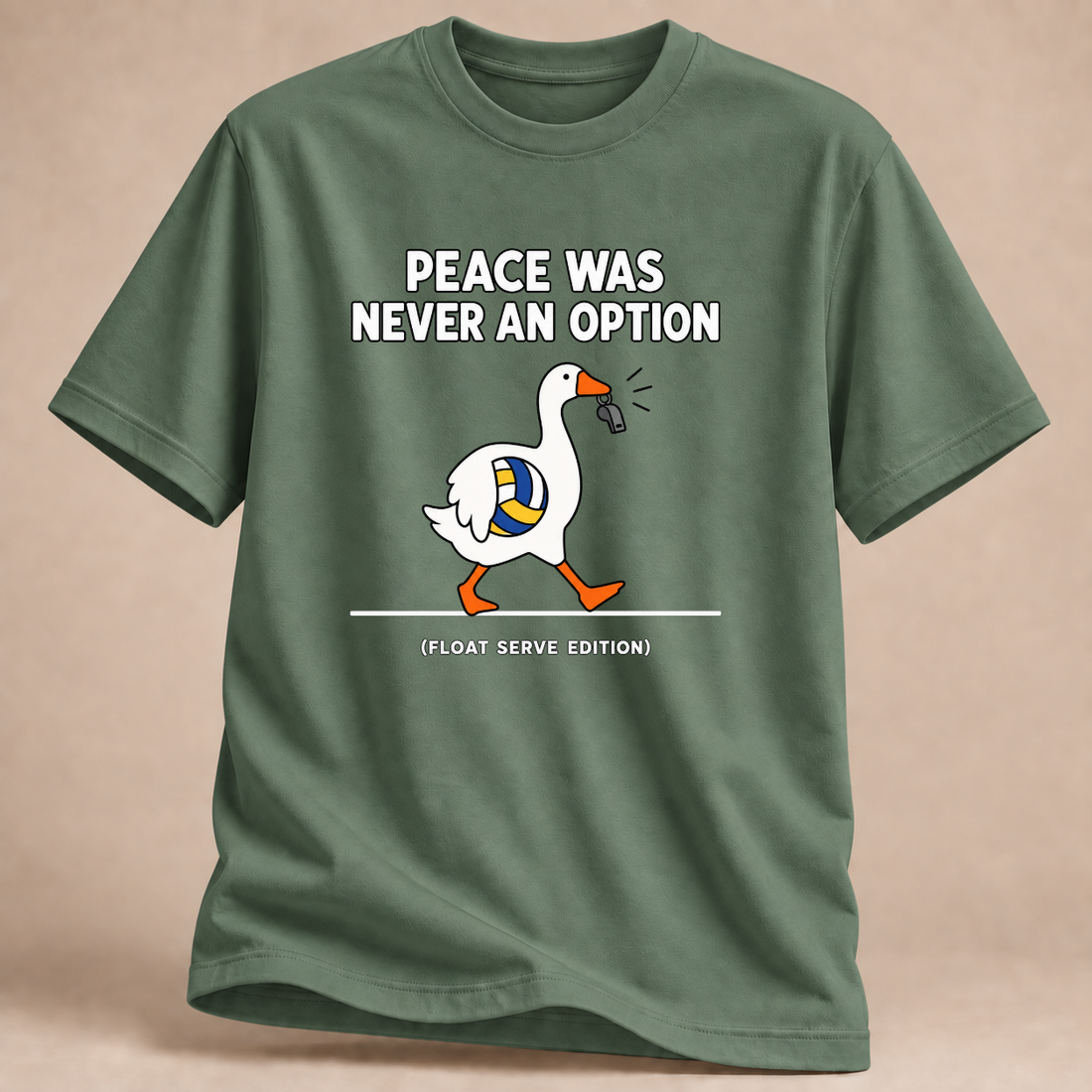 RÜCKRAUM – Volleyball-Gans im Angriffsmodus T-Shirt – Militärgrün
