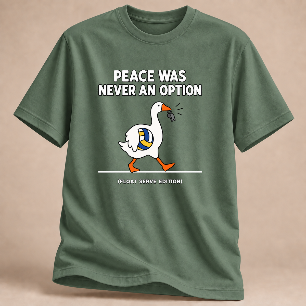 RÜCKRAUM – Volleyball-Gans im Angriffsmodus T-Shirt – Militärgrün