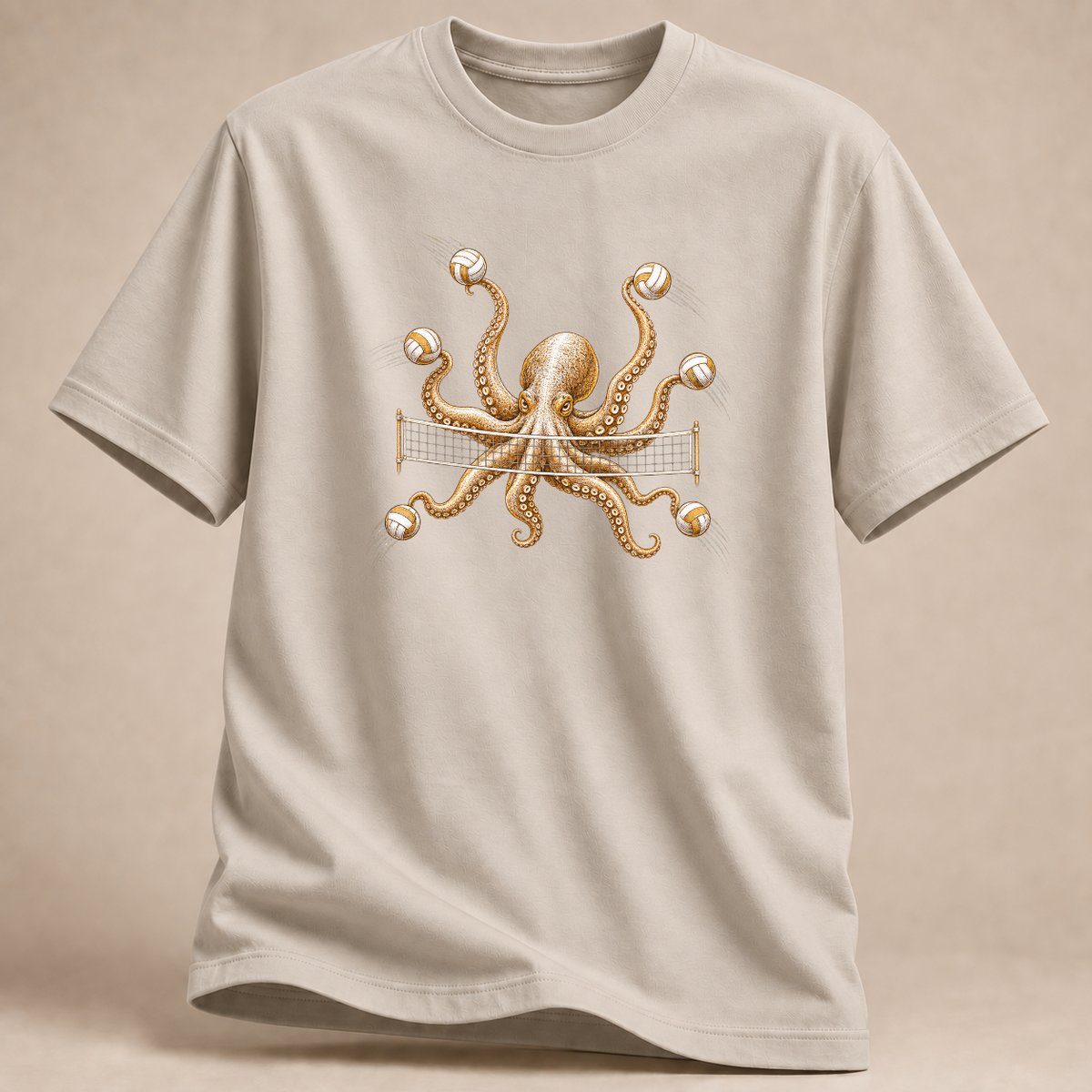 RÜCKRAUM – Oktopus Abwehr T-Shirt – Sand