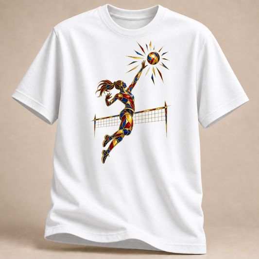 RÜCKRAUM – Volleyball Glasfenster T-Shirt – Weiß