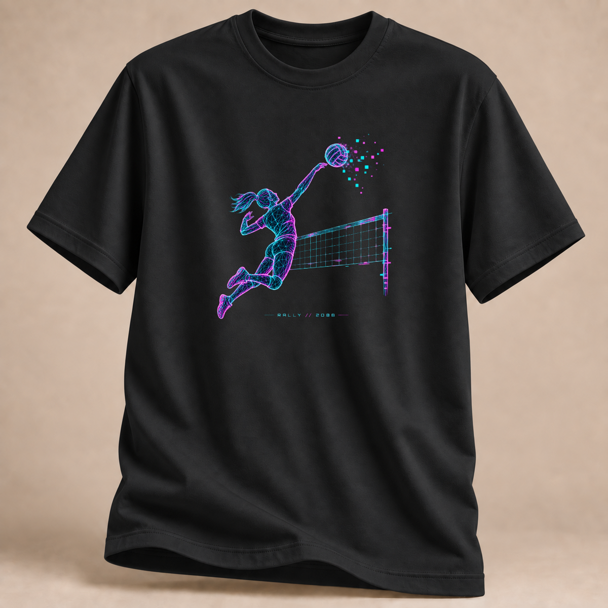 RÜCKRAUM – Cyberpunk Volleyball 2088 T-Shirt – Schwarz