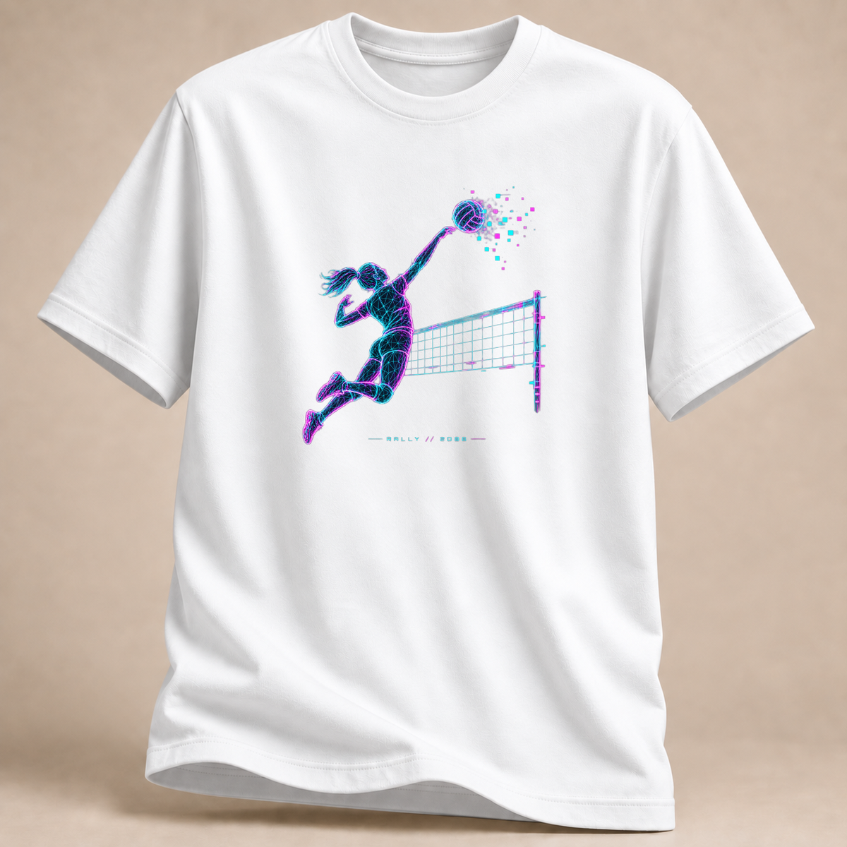 RÜCKRAUM – Cyberpunk Volleyball 2088 T-Shirt – Weiß