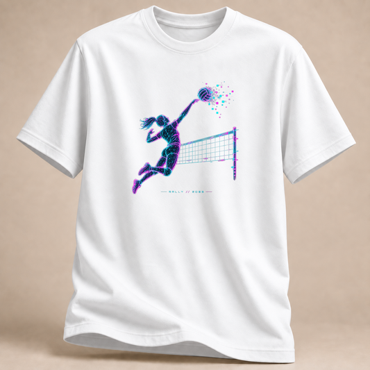 RÜCKRAUM – Cyberpunk Volleyball 2088 T-Shirt – Weiß