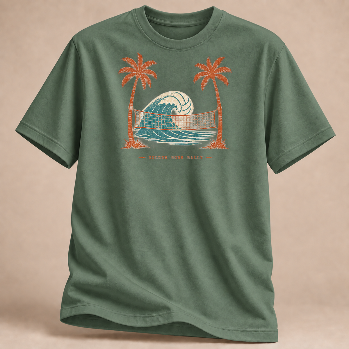 RÜCKRAUM – Golden Hour Beachvolleyball T-Shirt – Militärgrün