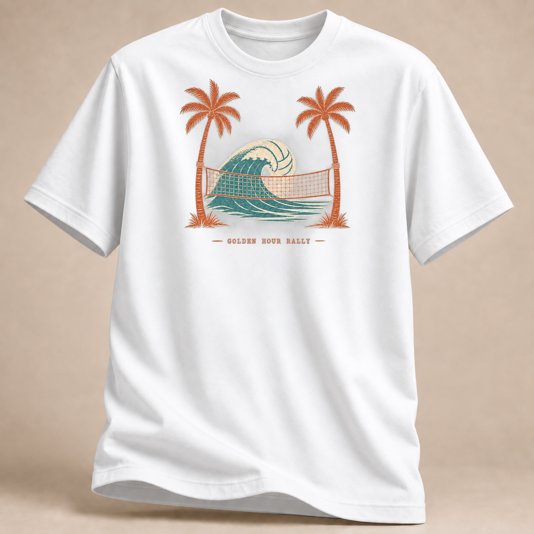 RÜCKRAUM – Golden Hour Beachvolleyball T-Shirt – Weiß