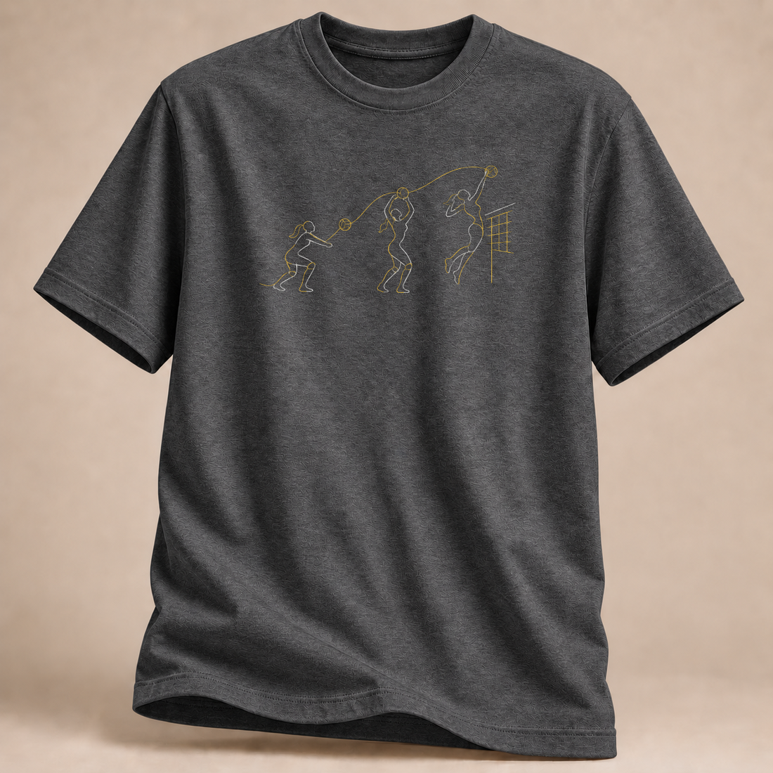RÜCKRAUM – Pass Set Hit Linienkunst T-Shirt – Dunkelgrau meliert