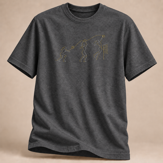 RÜCKRAUM – Pass Set Hit Linienkunst T-Shirt – Dunkelgrau meliert