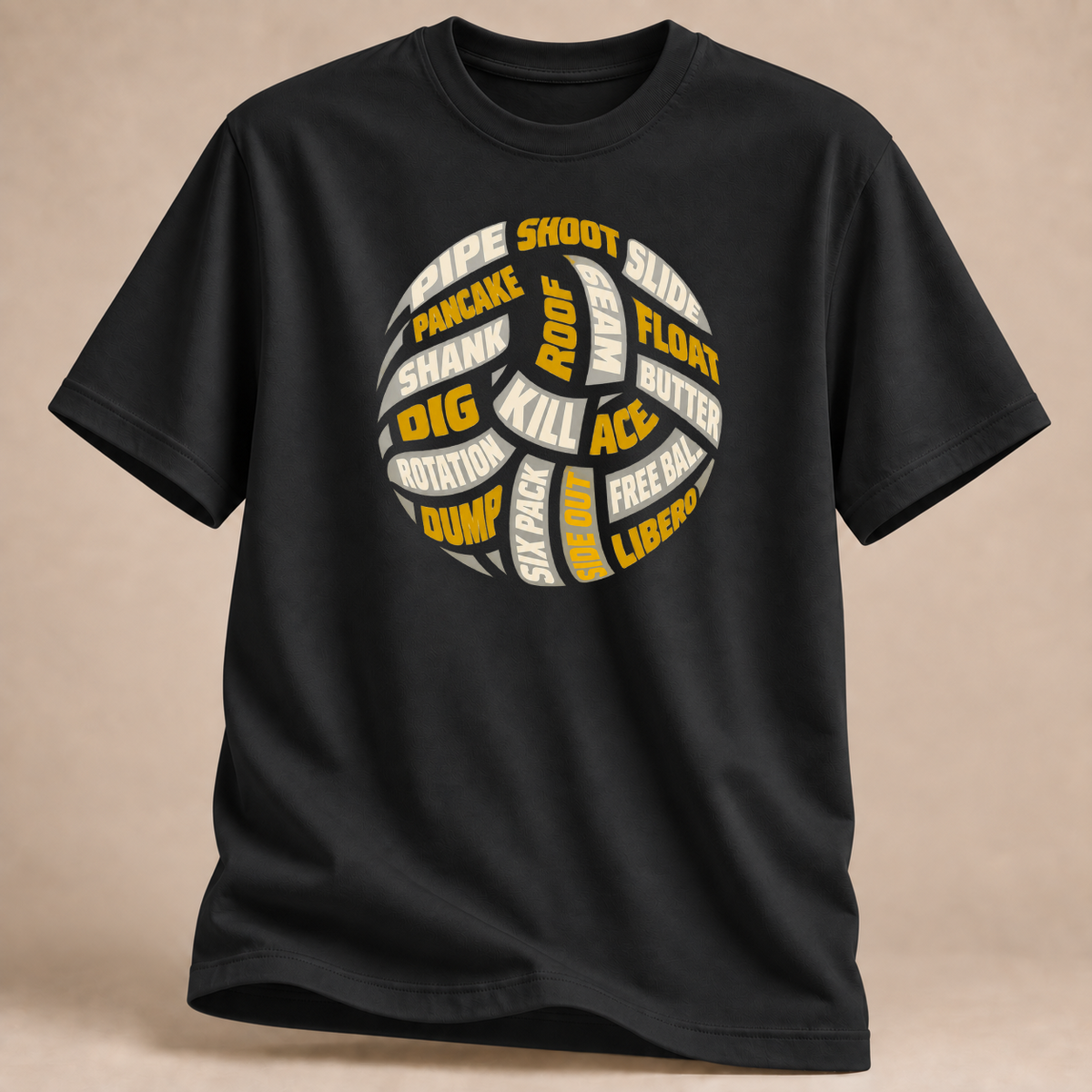 RÜCKRAUM – Volleyball Wortwolke T-Shirt – Schwarz