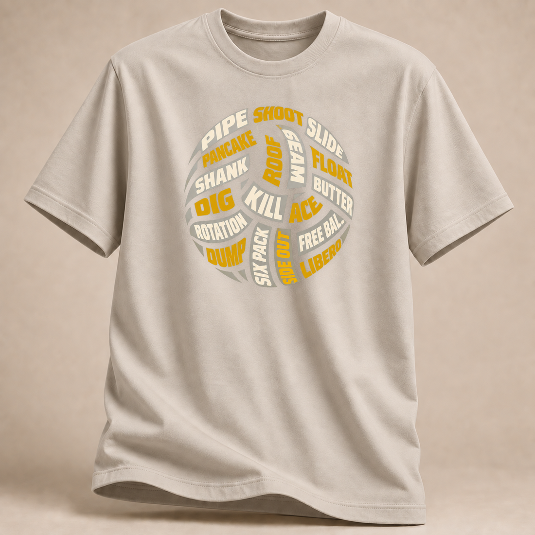 RÜCKRAUM – Volleyball Wortwolke T-Shirt – Sand