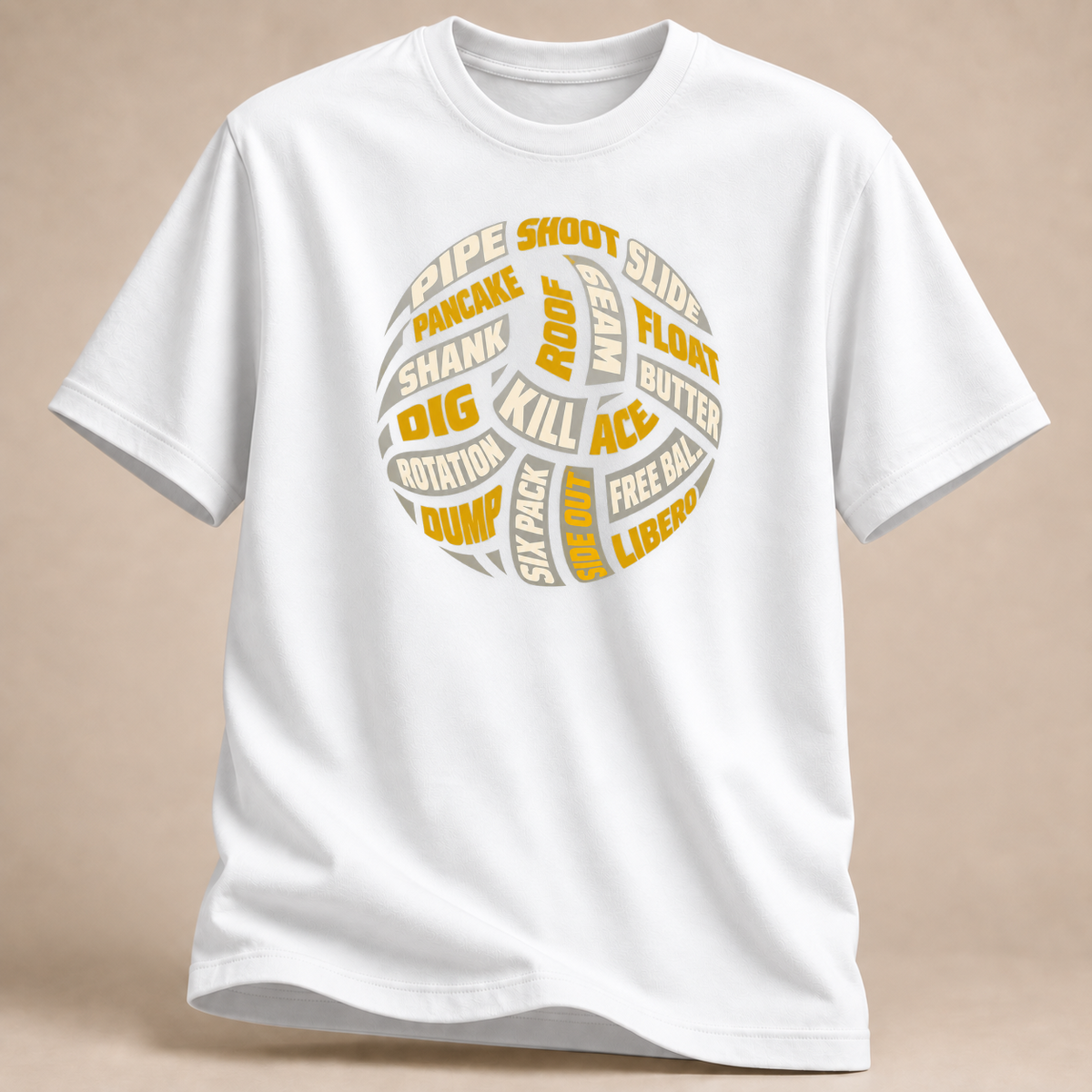 RÜCKRAUM – Volleyball Wortwolke T-Shirt – Weiß