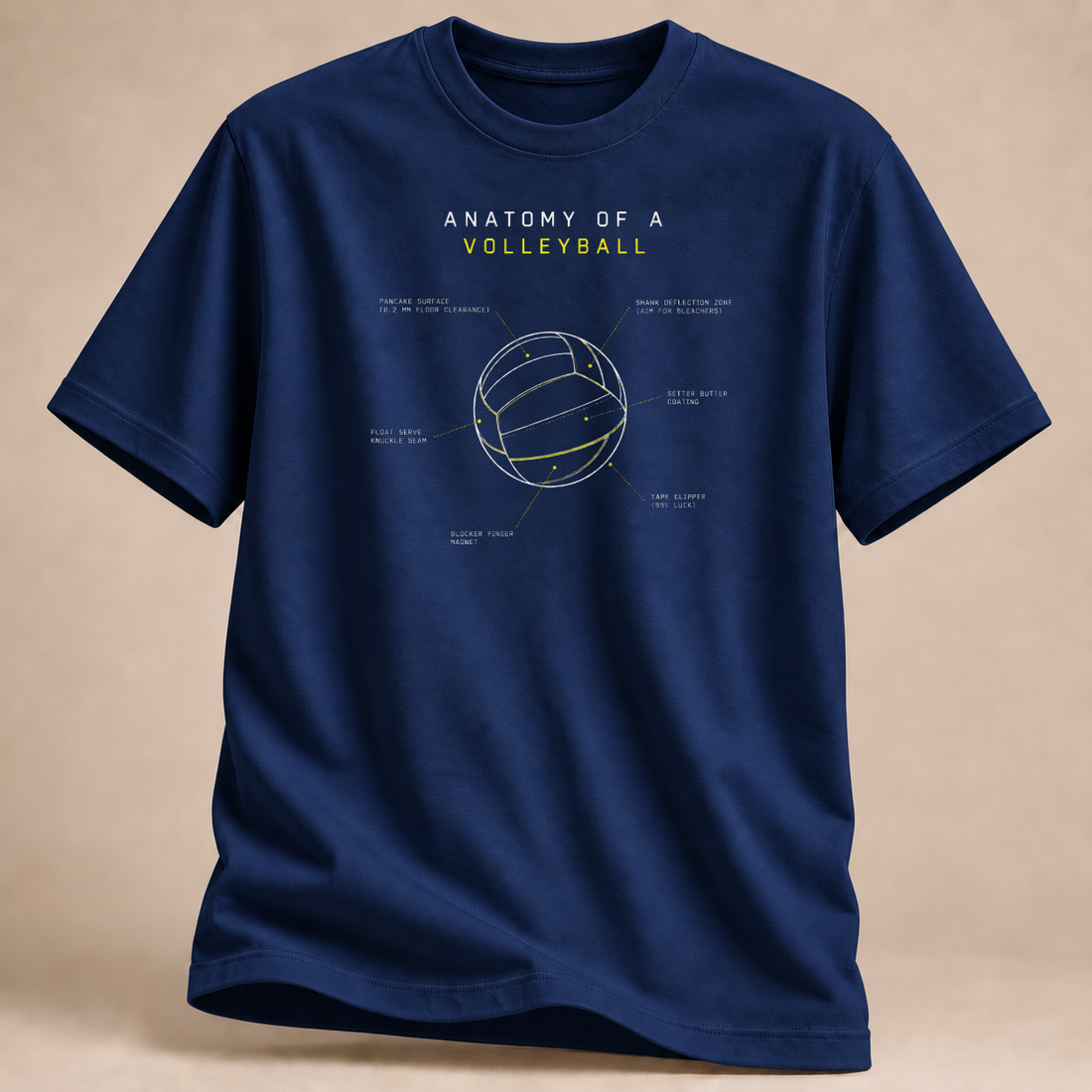 RÜCKRAUM – Anatomie eines Volleyballs T-Shirt – Marineblau