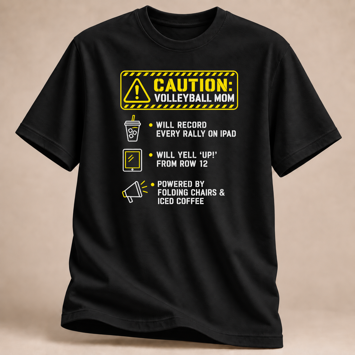 RÜCKRAUM – Achtung Volleyball-Mama T-Shirt – Schwarz
