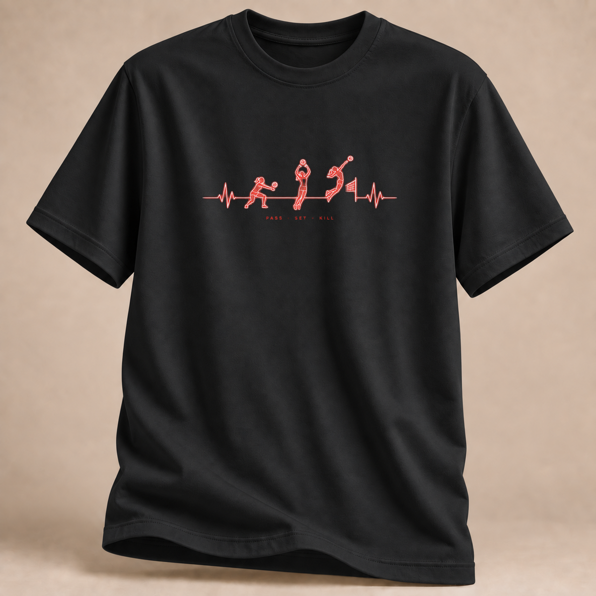 RÜCKRAUM – Volleyball Herzschlag T-Shirt – Schwarz