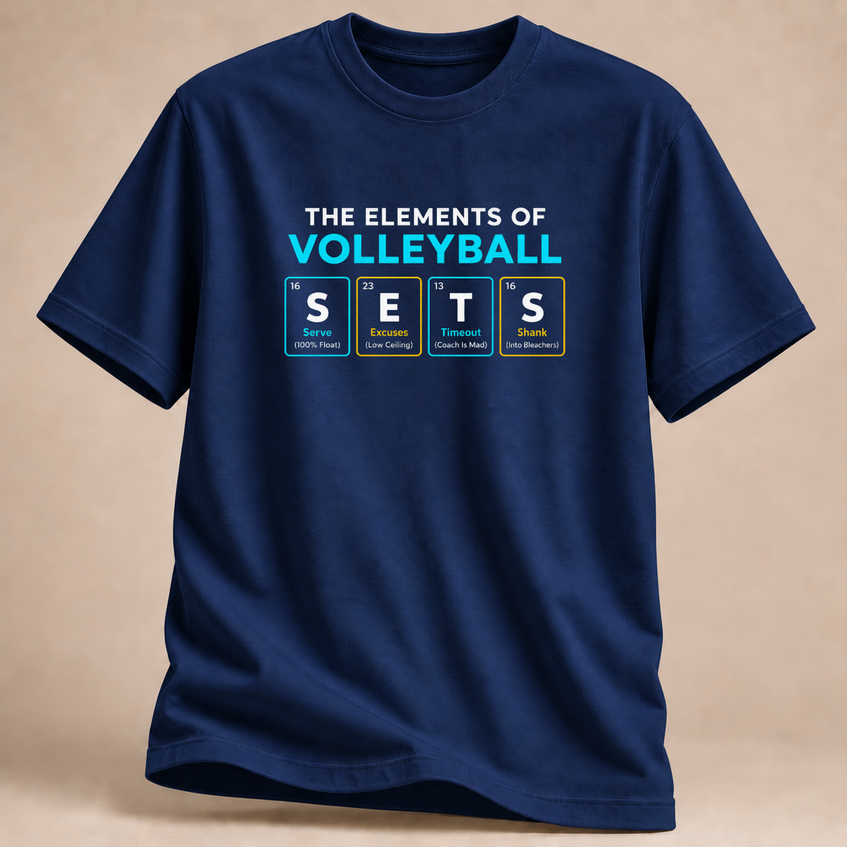RÜCKRAUM – Die Elemente des Volleyballs T-Shirt – Marineblau
