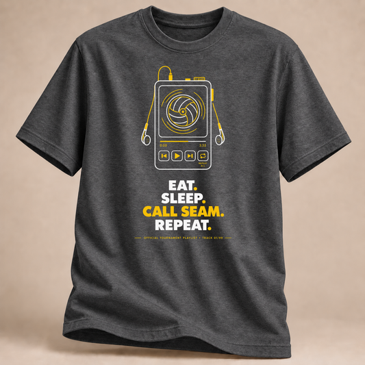 RÜCKRAUM – Eat Sleep Call Seam Repeat T-Shirt – Dunkelgrau meliert