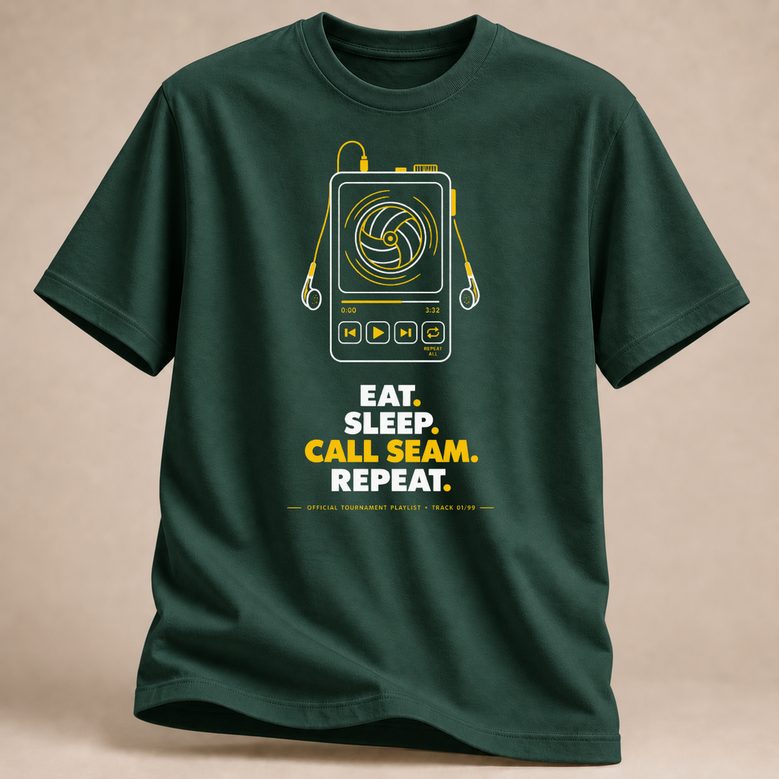 RÜCKRAUM – Eat Sleep Call Seam Repeat T-Shirt – Waldgrün