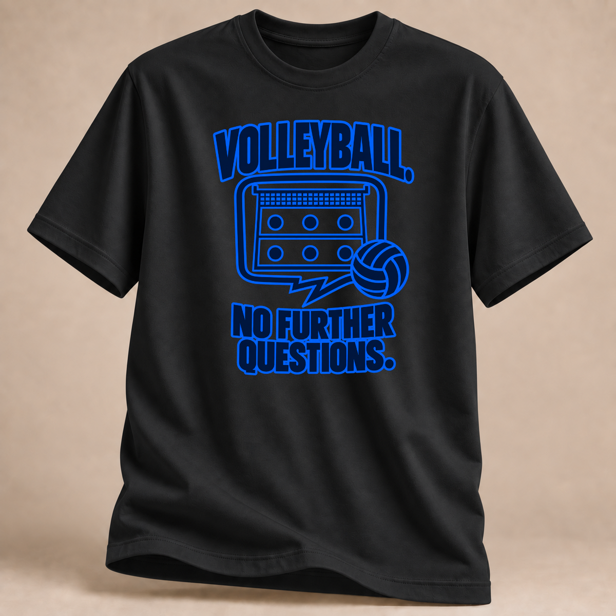 RÜCKRAUM – Volleyball No Further Questions T-Shirt – Schwarz