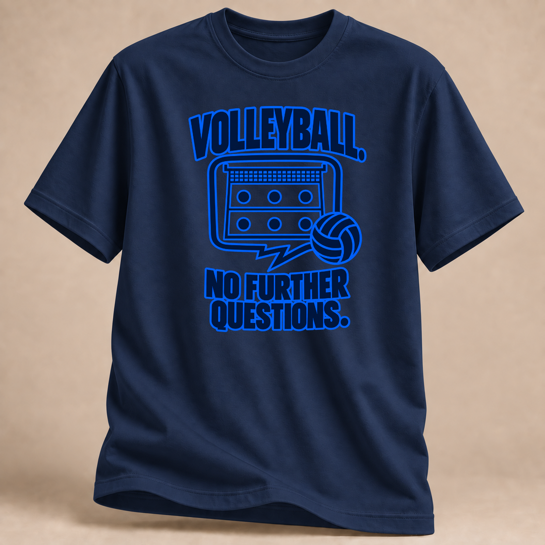 RÜCKRAUM – Volleyball No Further Questions T-Shirt – Marineblau
