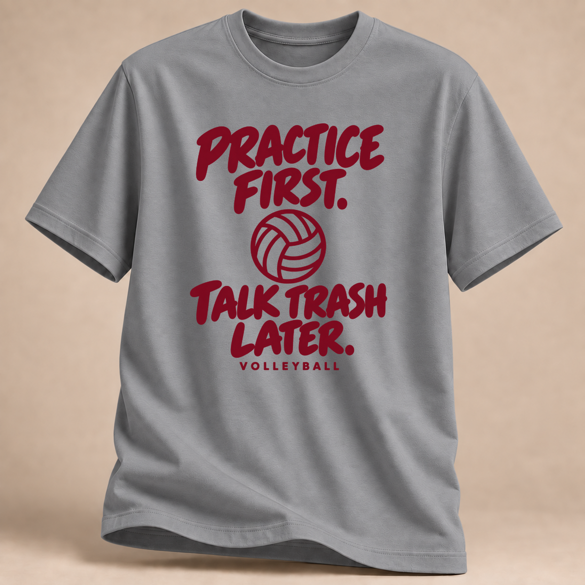 RÜCKRAUM – Practice First Talk Trash Later T-Shirt – Sportgrau meliert