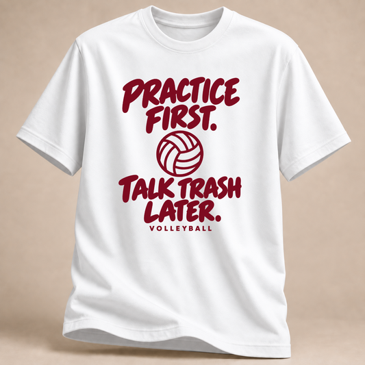 RÜCKRAUM – Practice First Talk Trash Later T-Shirt – Weiß