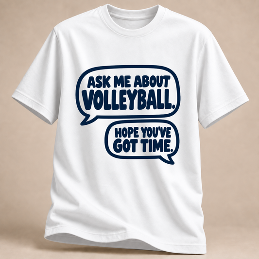 RÜCKRAUM – Ask Me About Volleyball T-Shirt – Weiß