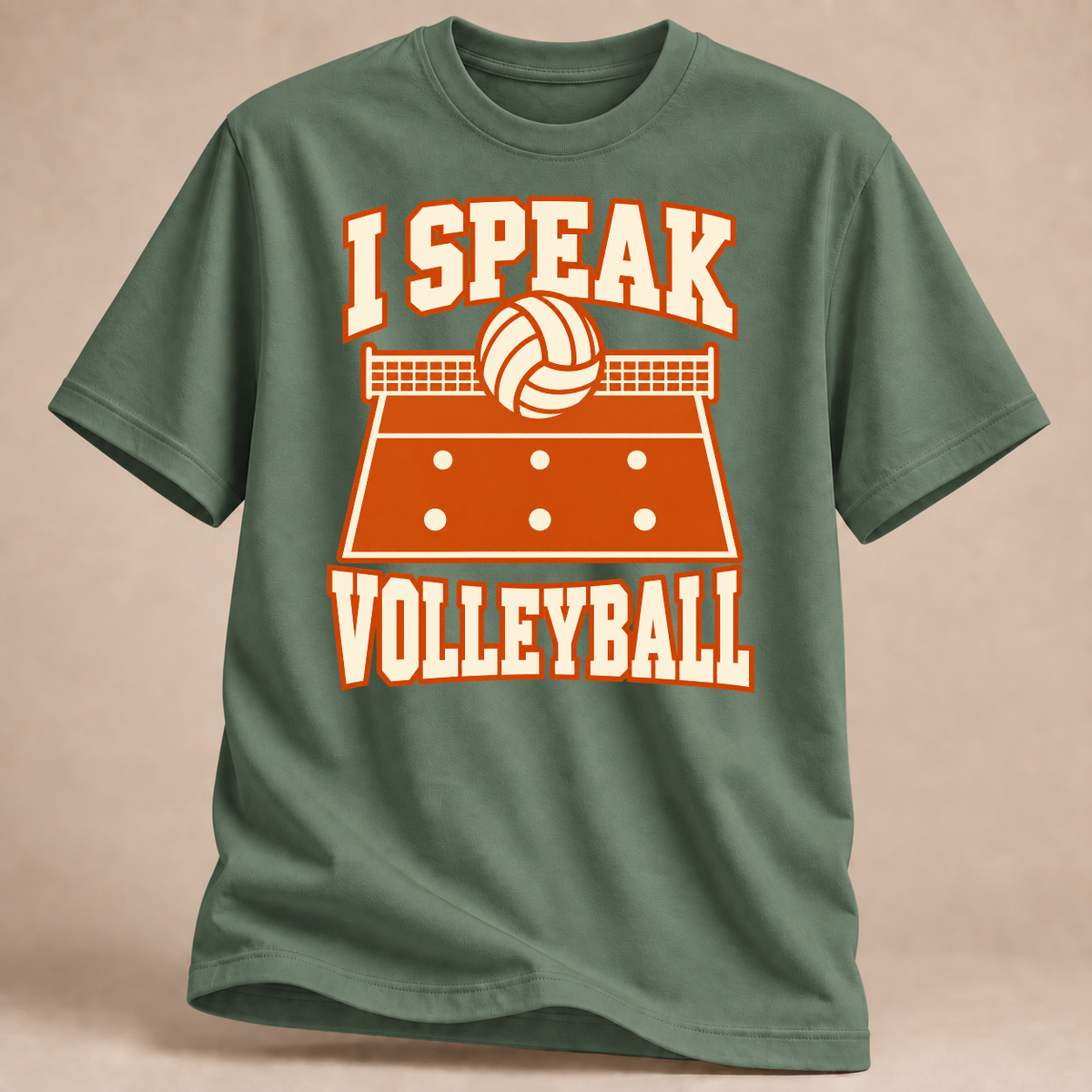 RÜCKRAUM – I Speak Volleyball Court T-Shirt – Militärgrün