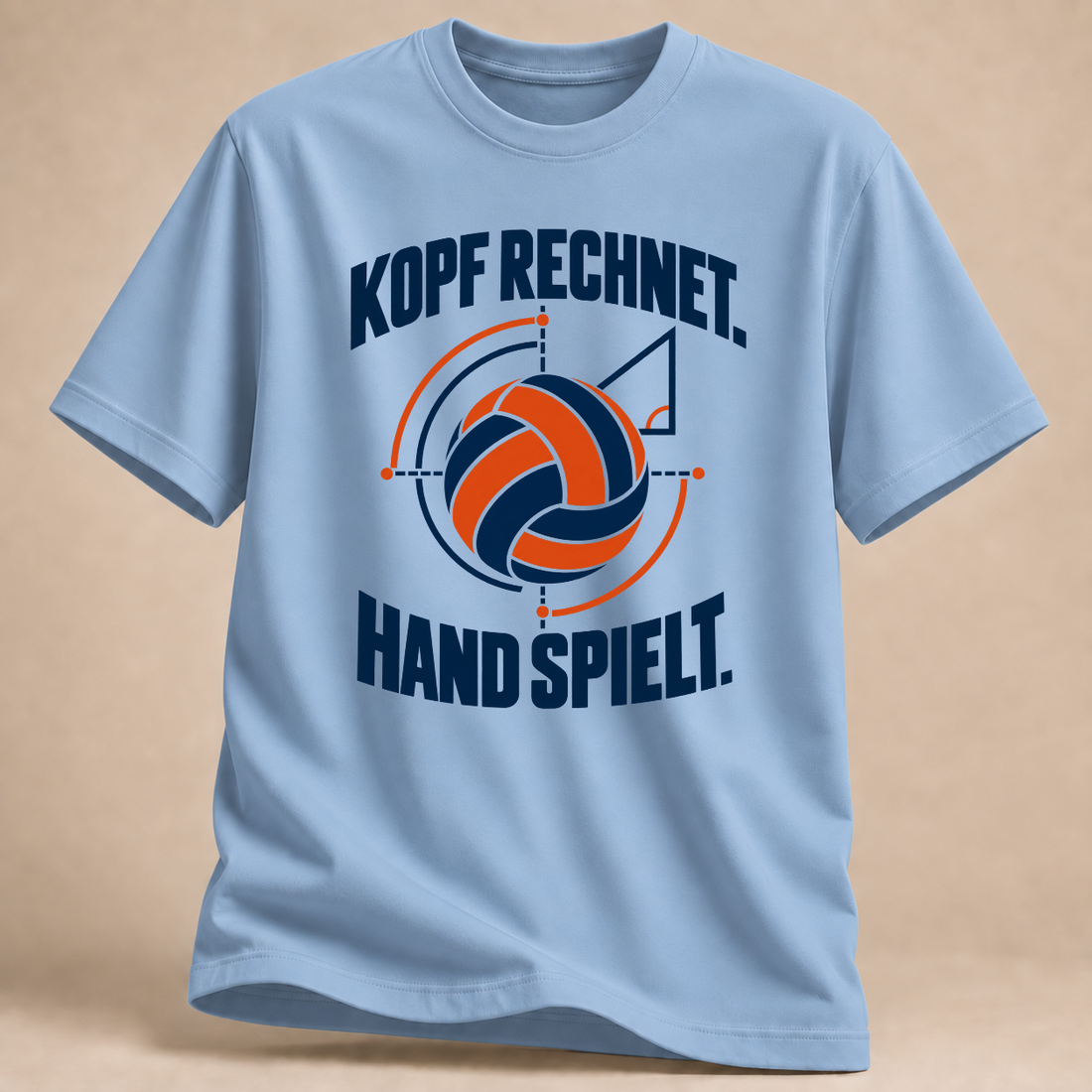 RÜCKRAUM – Kopf rechnet Hand spielt T-Shirt – Hellblau