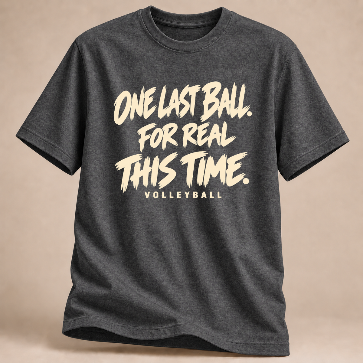 RÜCKRAUM – One Last Ball Retro-Schrift T-Shirt – Dunkelgrau meliert