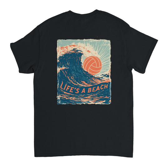 Life's a Beach Volleyball Shirt in Schwarz mit großem Rückenprint