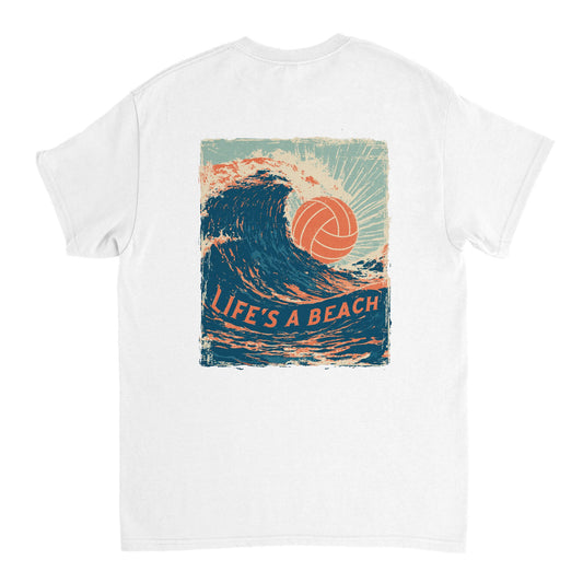 Life's a Beach Volleyball Shirt in Weiß mit großem Rückenprint