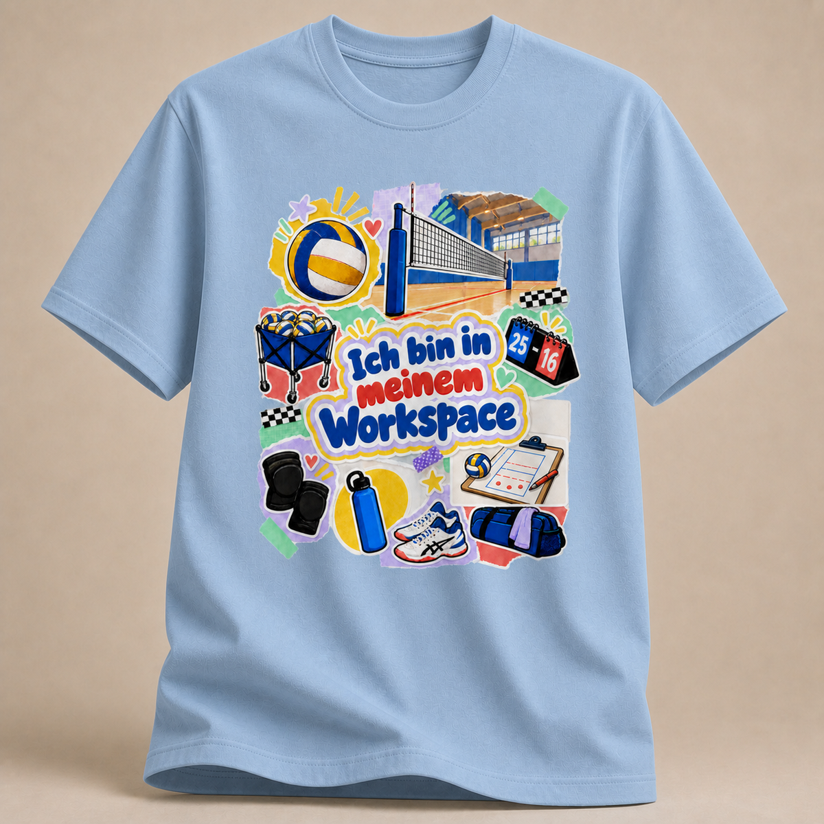 Ich bin in meinem Volleyball-Workspace Shirt