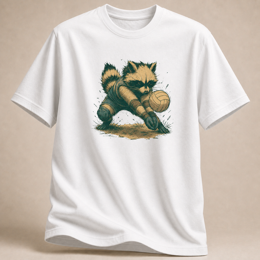 VB Waschbär T-Shirt mit Waschbär-Volleyball-Motiv